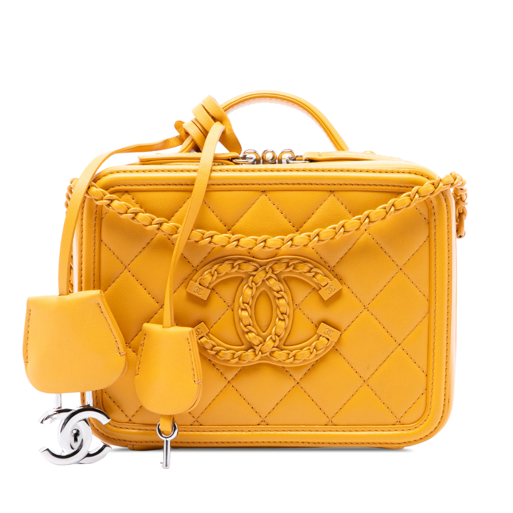 Pre-Loved Chanel Small Lambskin CC Filigree Incognito Vanity Case